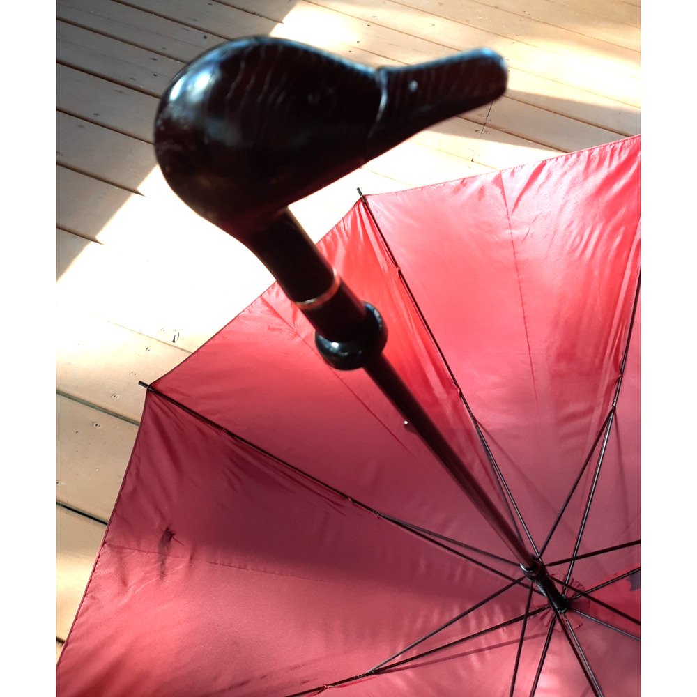 Vintage ARAMIS Red Umbrella w/ Wooden Duck Head Handle – Men’s Classic Style